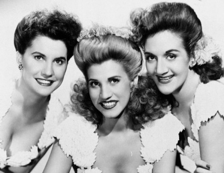 The andrews sisters, with patty at center, in a 1947 publicity still. - bootleg betty